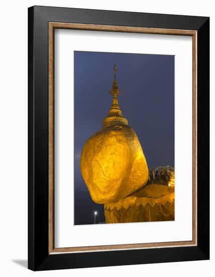 Myanmar, Bago. the Golden Rock at Kyaiktiyo Pagoda, at Twilight-Brenda Tharp-Framed Photographic Print