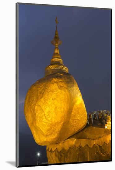 Myanmar, Bago. the Golden Rock at Kyaiktiyo Pagoda, at Twilight-Brenda Tharp-Mounted Photographic Print