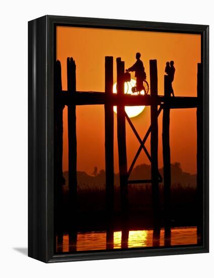 Myanmar, Burma, Amarapura, Taungthaman Lake, U Bein's Bridge-Katie Garrod-Framed Premier Image Canvas