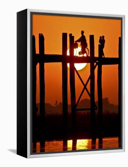 Myanmar, Burma, Amarapura, Taungthaman Lake, U Bein's Bridge-Katie Garrod-Framed Premier Image Canvas