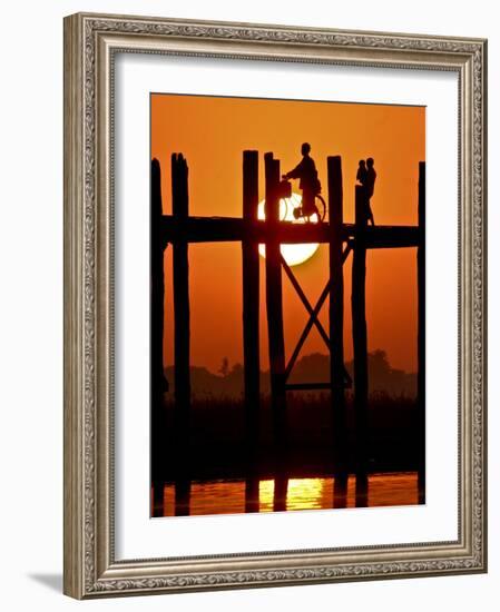 Myanmar, Burma, Amarapura, Taungthaman Lake, U Bein's Bridge-Katie Garrod-Framed Photographic Print