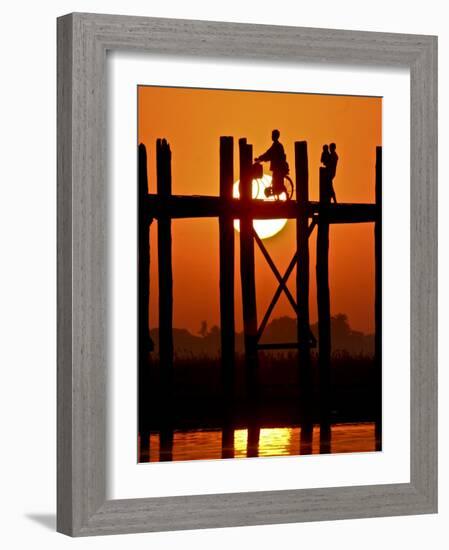 Myanmar, Burma, Amarapura, Taungthaman Lake, U Bein's Bridge-Katie Garrod-Framed Photographic Print