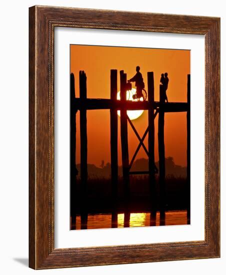 Myanmar, Burma, Amarapura, Taungthaman Lake, U Bein's Bridge-Katie Garrod-Framed Photographic Print