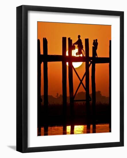 Myanmar, Burma, Amarapura, Taungthaman Lake, U Bein's Bridge-Katie Garrod-Framed Photographic Print