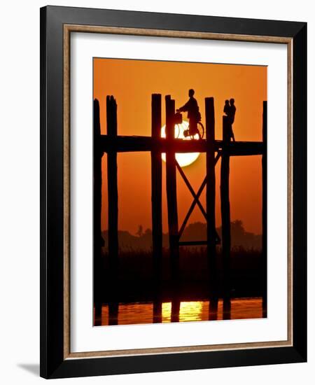 Myanmar, Burma, Amarapura, Taungthaman Lake, U Bein's Bridge-Katie Garrod-Framed Photographic Print