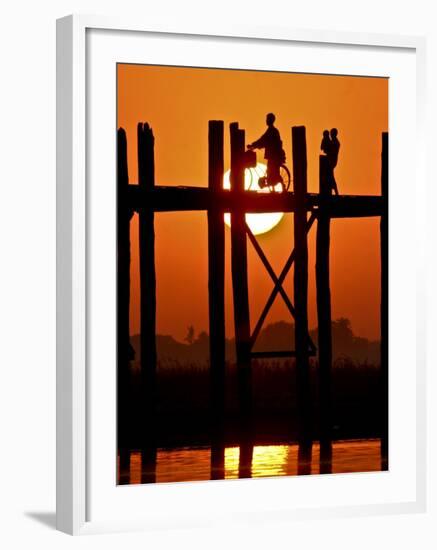 Myanmar, Burma, Amarapura, Taungthaman Lake, U Bein's Bridge-Katie Garrod-Framed Photographic Print