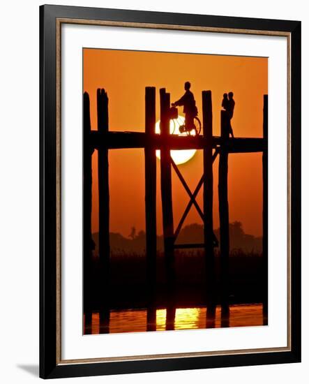 Myanmar, Burma, Amarapura, Taungthaman Lake, U Bein's Bridge-Katie Garrod-Framed Photographic Print