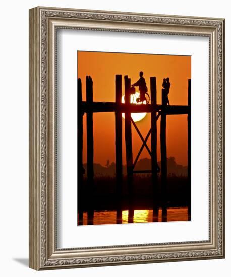 Myanmar, Burma, Amarapura, Taungthaman Lake, U Bein's Bridge-Katie Garrod-Framed Photographic Print