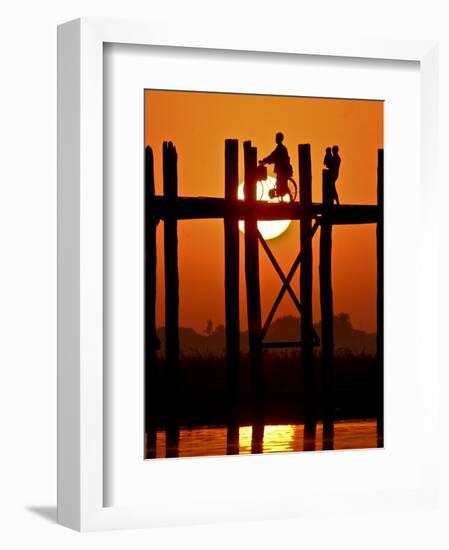 Myanmar, Burma, Amarapura, Taungthaman Lake, U Bein's Bridge-Katie Garrod-Framed Photographic Print