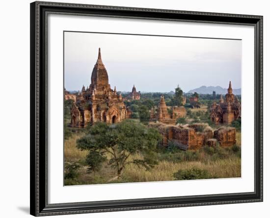Myanmar, Burma, Bagan, Ancient Buddhist Temples on the Central Plain of Bagan Viewed from Tayokpye -Nigel Pavitt-Framed Photographic Print
