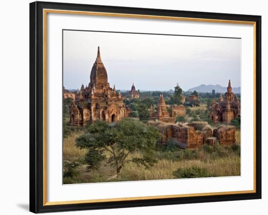 Myanmar, Burma, Bagan, Ancient Buddhist Temples on the Central Plain of Bagan Viewed from Tayokpye -Nigel Pavitt-Framed Photographic Print