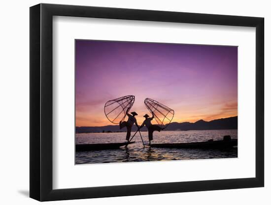 Myanmar (Burma), Shan State, Inle Lake, Local Fishermen at Sunset-Michele Falzone-Framed Photographic Print