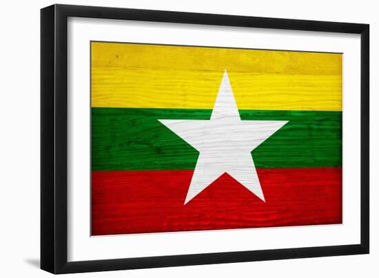 Myanmar Flag Design with Wood Patterning - Flags of the World Series-Philippe Hugonnard-Framed Art Print