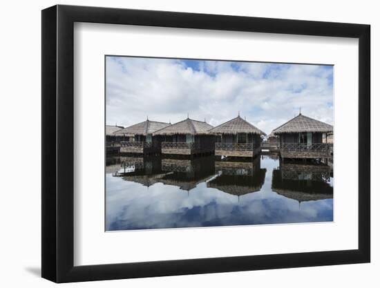 Myanmar, Inle Lake. Resort Lodging Supported on Stilts over the Lake-Brenda Tharp-Framed Photographic Print