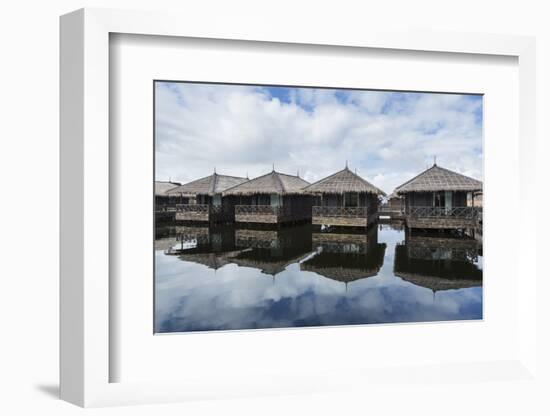 Myanmar, Inle Lake. Resort Lodging Supported on Stilts over the Lake-Brenda Tharp-Framed Photographic Print