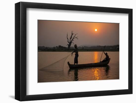 Myanmar, Mandalay, Amarapura. Fishermen on Irrawaddy River-Jaynes Gallery-Framed Photographic Print