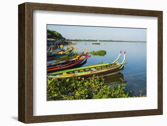 Myanmar. Mandalay. Amarapura. Taungthaman Lake. Colorful Boats-Inger Hogstrom-Framed Photographic Print