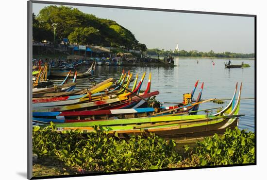 Myanmar. Mandalay. Amarapura. Taungthaman Lake. Colorful Boats-Inger Hogstrom-Mounted Photographic Print