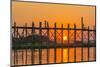 Myanmar. Mandalay. Amarapura. Tourists on the U Bein Bridge at Sunset-Inger Hogstrom-Mounted Photographic Print