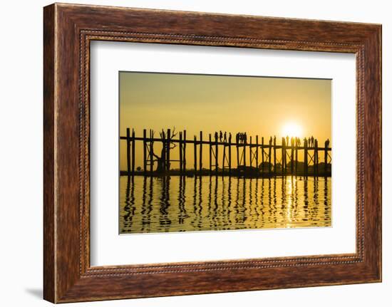 Myanmar. Mandalay. Amarapura. U-Bein Bridge at Sunset-Inger Hogstrom-Framed Photographic Print