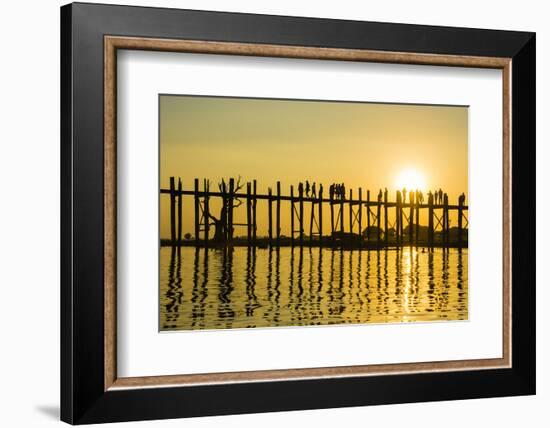 Myanmar. Mandalay. Amarapura. U-Bein Bridge at Sunset-Inger Hogstrom-Framed Photographic Print