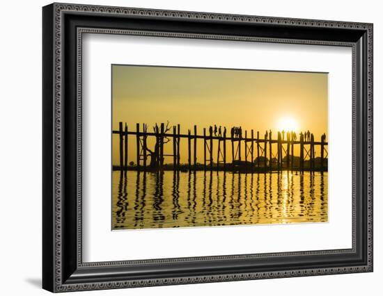 Myanmar. Mandalay. Amarapura. U-Bein Bridge at Sunset-Inger Hogstrom-Framed Photographic Print