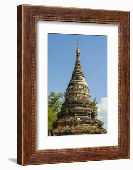 Myanmar. Mandalay. Inwa. Red Brick Stupa-Inger Hogstrom-Framed Photographic Print