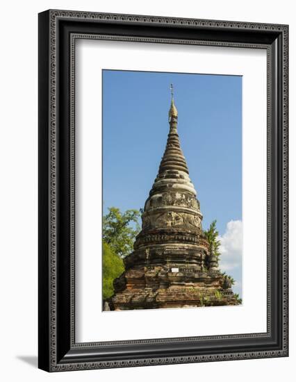 Myanmar. Mandalay. Inwa. Red Brick Stupa-Inger Hogstrom-Framed Photographic Print