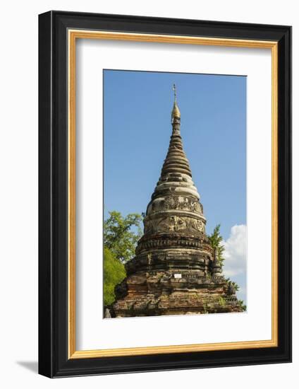 Myanmar. Mandalay. Inwa. Red Brick Stupa-Inger Hogstrom-Framed Photographic Print