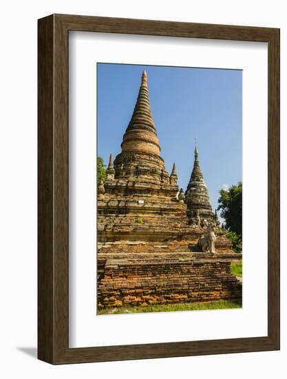 Myanmar. Mandalay. Inwa. Red Brick Stupa-Inger Hogstrom-Framed Photographic Print
