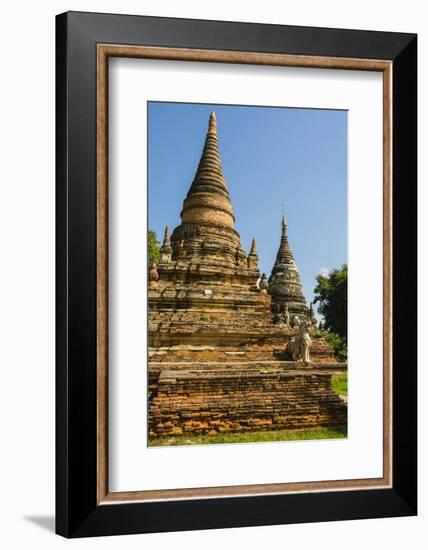 Myanmar. Mandalay. Inwa. Red Brick Stupa-Inger Hogstrom-Framed Photographic Print