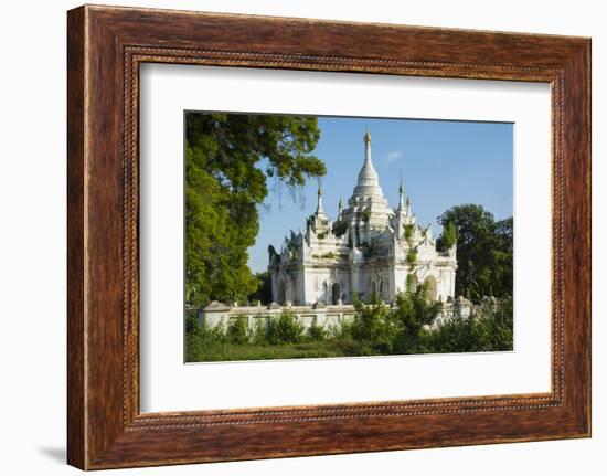 Myanmar. Mandalay. Inwa. White Temple Surrounded by Greenery-Inger Hogstrom-Framed Photographic Print