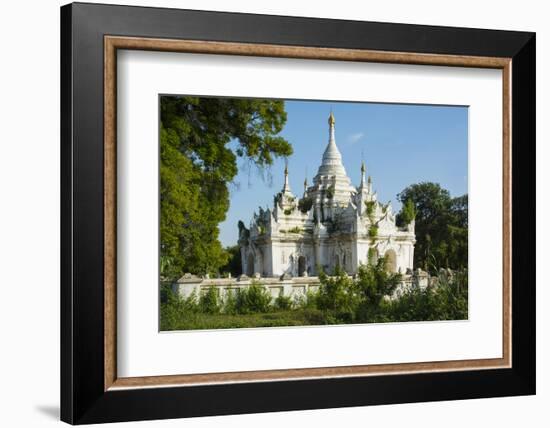 Myanmar. Mandalay. Inwa. White Temple Surrounded by Greenery-Inger Hogstrom-Framed Photographic Print