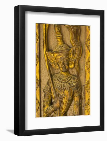 Myanmar. Mandalay. Sagaing Hill. Detail of a Tiny Carved Teak Temple-Inger Hogstrom-Framed Photographic Print