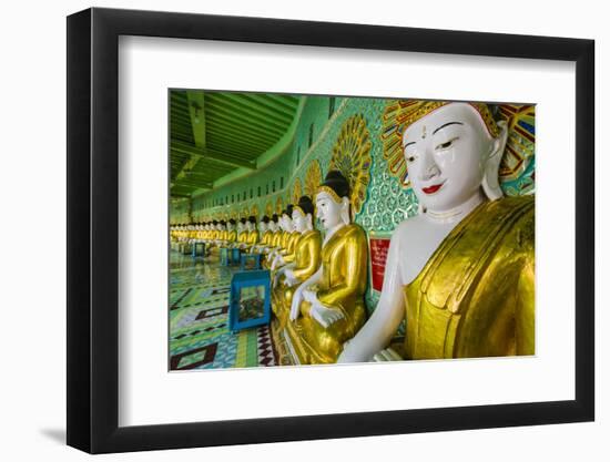 Myanmar. Mandalay. Sagaing Hill. Thirty Caves Temple. Row of Buddhas-Inger Hogstrom-Framed Photographic Print