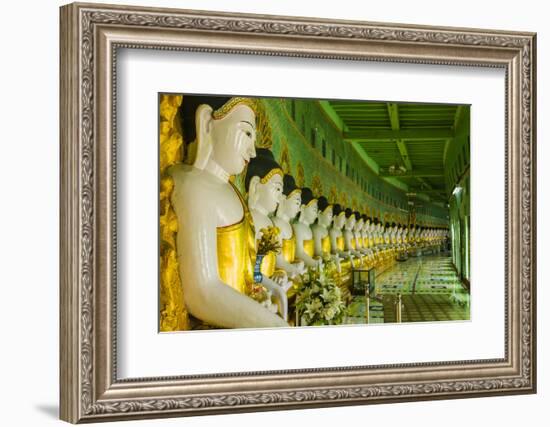 Myanmar. Mandalay. Sagaing Hill. Thirty Caves Temple. Row of Buddhas-Inger Hogstrom-Framed Photographic Print