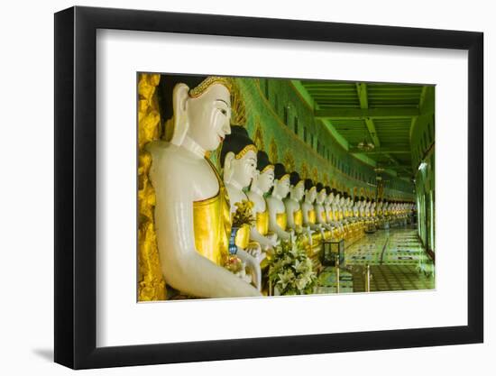 Myanmar. Mandalay. Sagaing Hill. Thirty Caves Temple. Row of Buddhas-Inger Hogstrom-Framed Photographic Print