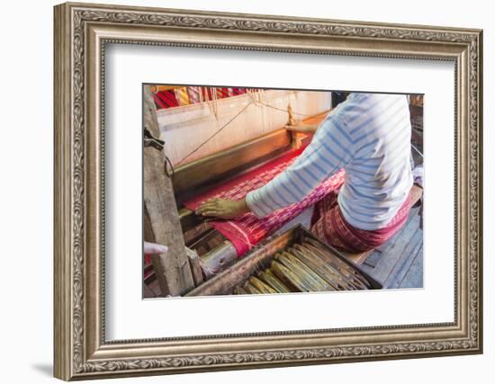 Myanmar. Shan State. Inle Lake. Ko Than Hlaing silk and lotus weaving center.-Inger Hogstrom-Framed Photographic Print