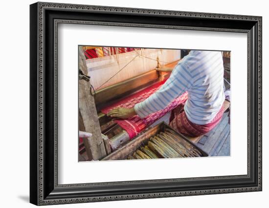 Myanmar. Shan State. Inle Lake. Ko Than Hlaing silk and lotus weaving center.-Inger Hogstrom-Framed Photographic Print