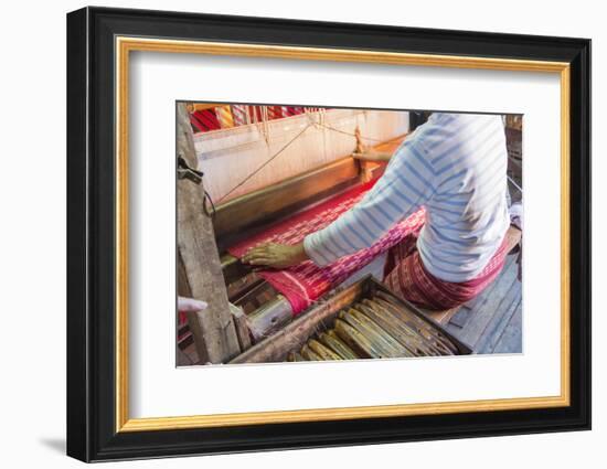 Myanmar. Shan State. Inle Lake. Ko Than Hlaing silk and lotus weaving center.-Inger Hogstrom-Framed Photographic Print