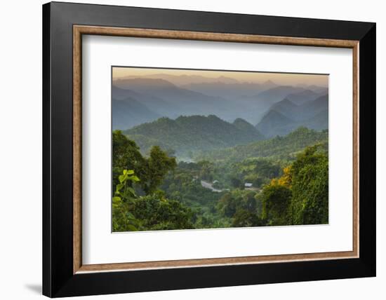 Myanmar. Shan State. Sunset over the Ridges of Haze-Filled Hills-Inger Hogstrom-Framed Photographic Print