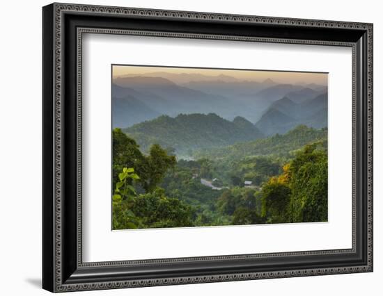 Myanmar. Shan State. Sunset over the Ridges of Haze-Filled Hills-Inger Hogstrom-Framed Photographic Print