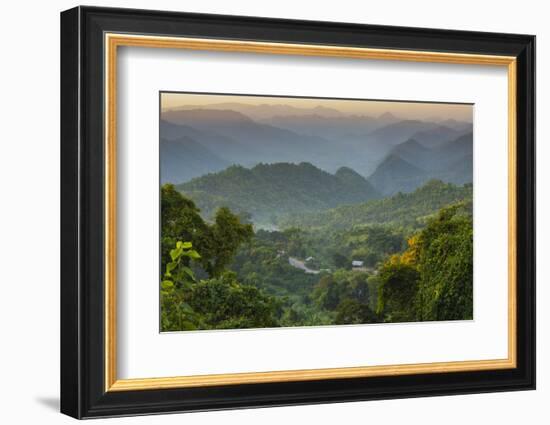 Myanmar. Shan State. Sunset over the Ridges of Haze-Filled Hills-Inger Hogstrom-Framed Photographic Print