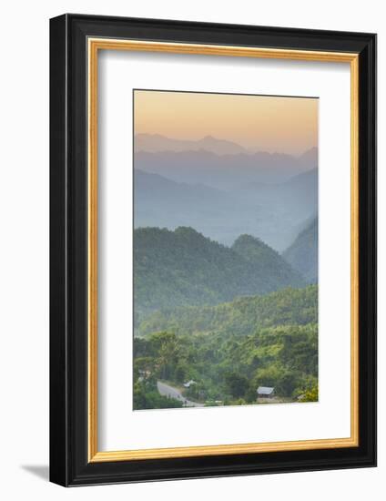 Myanmar. Shan State. Sunset over the Ridges of Haze-Filled Hills-Inger Hogstrom-Framed Photographic Print