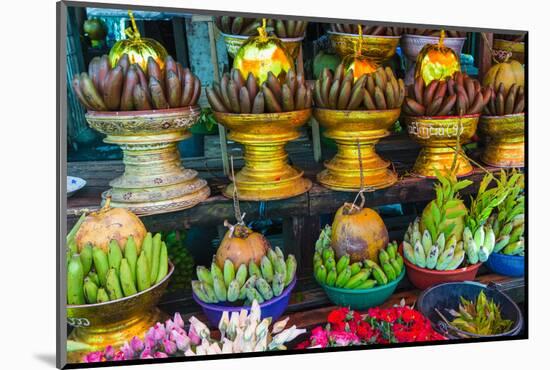 Myanmar. Yangon. Botataung Pagoda. Offerings of Fruit for Sale-Inger Hogstrom-Mounted Photographic Print