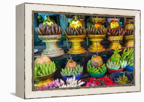 Myanmar. Yangon. Botataung Pagoda. Offerings of Fruit for Sale-Inger Hogstrom-Framed Premier Image Canvas