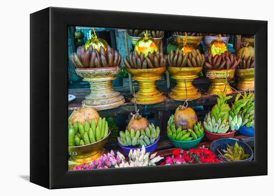 Myanmar. Yangon. Botataung Pagoda. Offerings of Fruit for Sale-Inger Hogstrom-Framed Premier Image Canvas