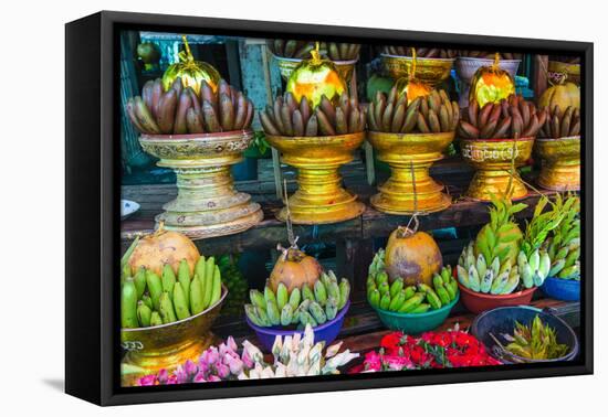 Myanmar. Yangon. Botataung Pagoda. Offerings of Fruit for Sale-Inger Hogstrom-Framed Premier Image Canvas