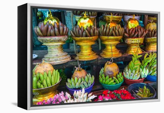 Myanmar. Yangon. Botataung Pagoda. Offerings of Fruit for Sale-Inger Hogstrom-Framed Premier Image Canvas