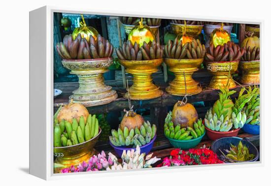 Myanmar. Yangon. Botataung Pagoda. Offerings of Fruit for Sale-Inger Hogstrom-Framed Premier Image Canvas